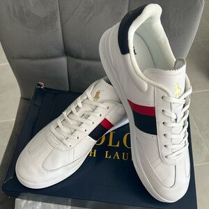 Polo by Ralph Lauren White Striped Sneakers Men’s 11.5 New in box